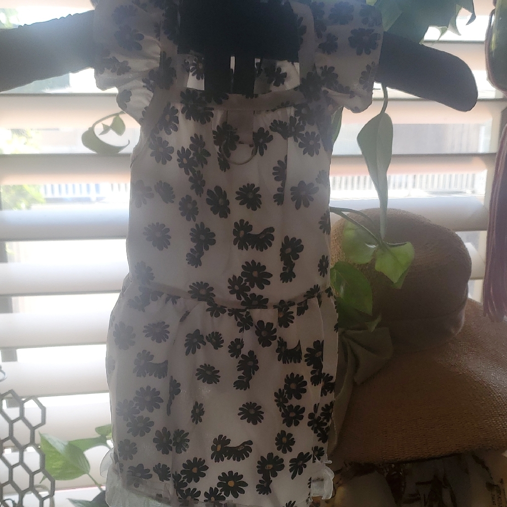 Dog Or Cat Floral Ruffle Sleeve Romper